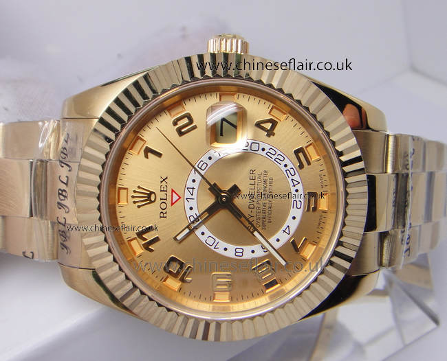 Swiss Quality Rolex Sky Dweller Gold Replica Watch 42mm